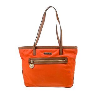Michael Kors Vibrant Orange Tote with Brown Trim